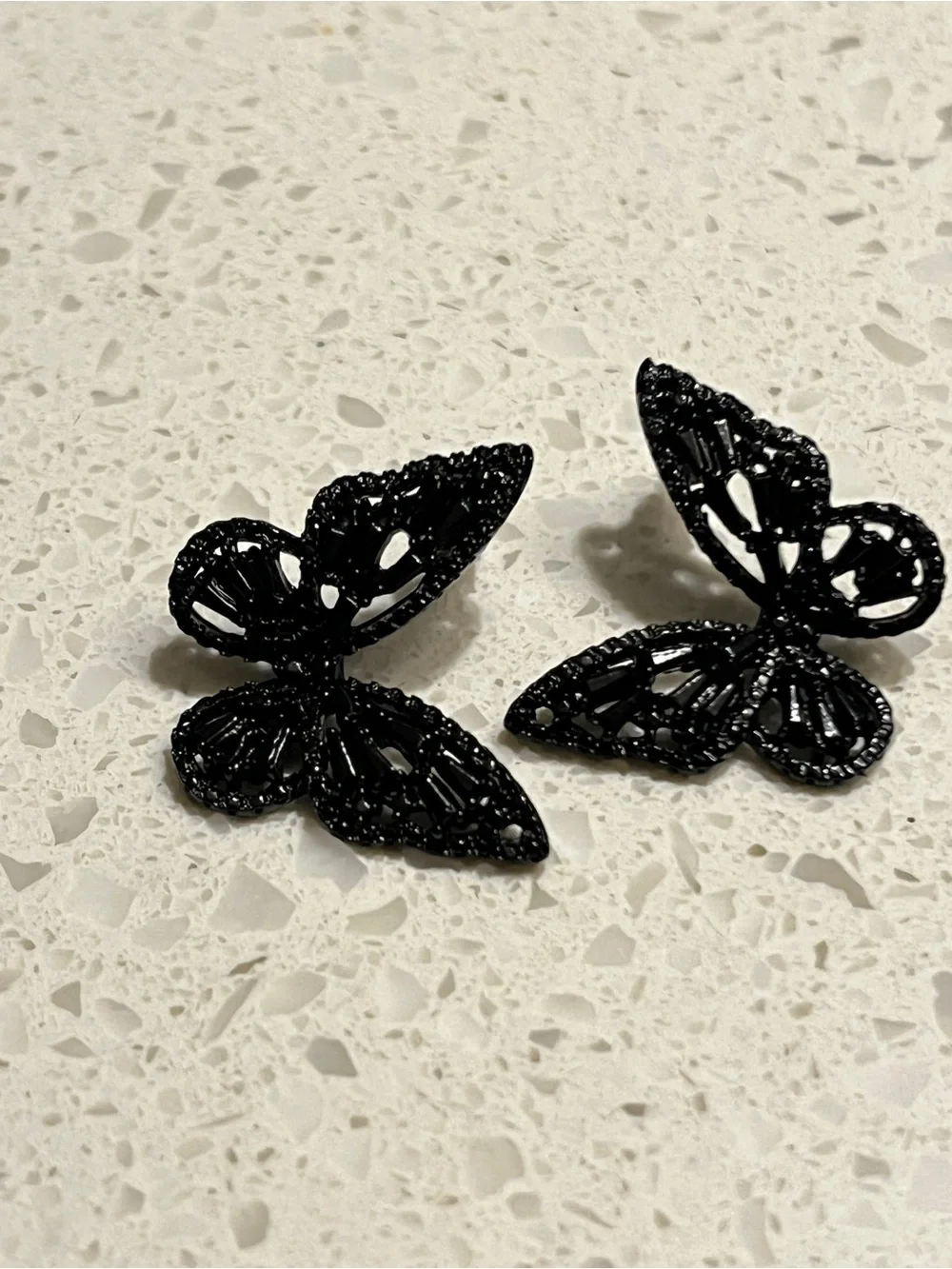 Butterfly Black Stud Earrings
